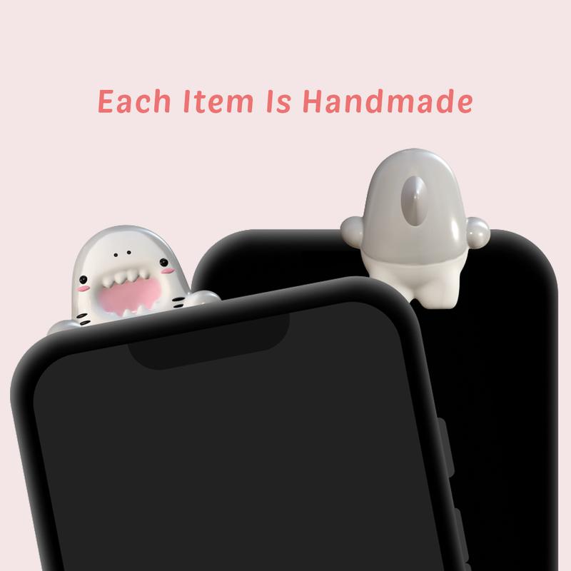 Chiffon Shark Peeking Sticker Phone Charm - Cute Gift Tech Accessories for Phones and Tablets - Silicone, Plastic Smartphone Cellphone cell phone