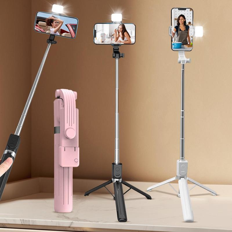 Selfie Stick with Fill Light, Handheld Selfie Stick, Multifunctional Phone Tripod, Phone Accessories for Live Streaming, Vlogging, Travel, Outdoor