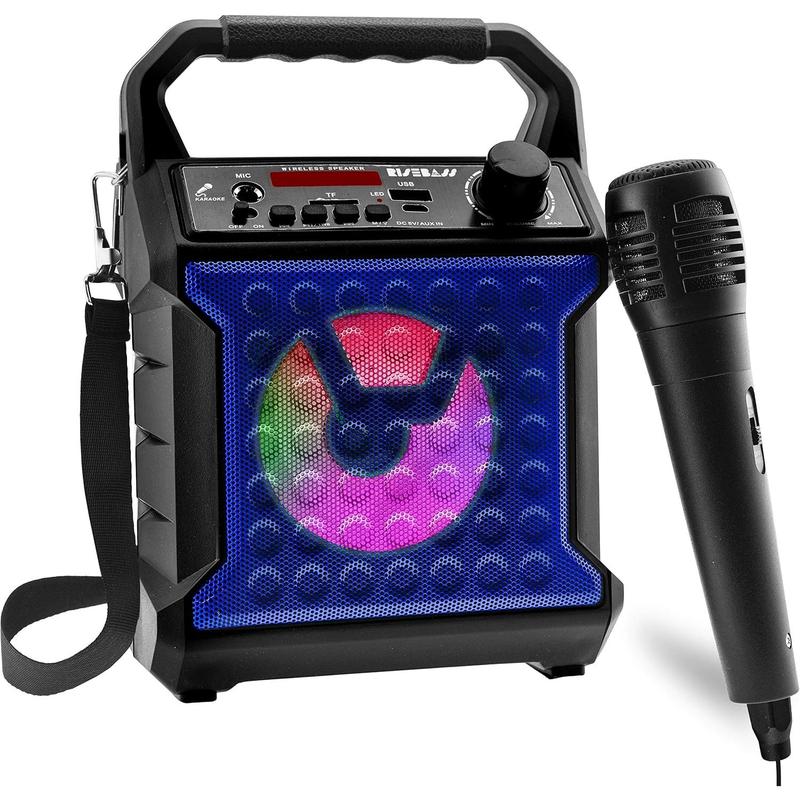 Portable Karaoke Machine with Microphone with Party Lights for  and Adults - Rechargeable USB Speaker Set with Bluetooth, FM Radio , Birthday Gift for