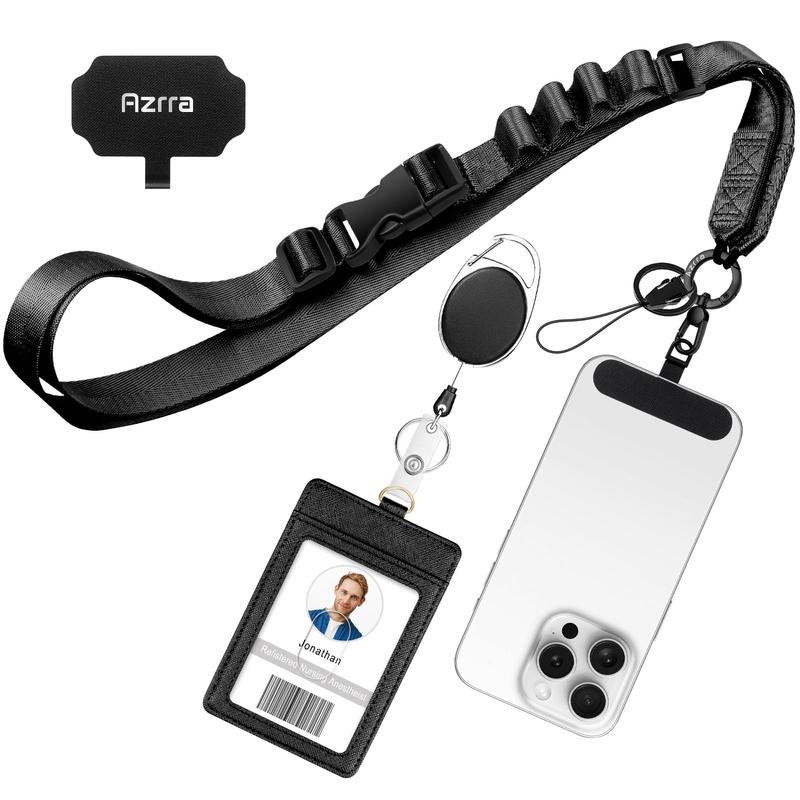 Adjustable Crossbody Cell Phone Lanyard with Phone Patch & Retractable ID Badge Card Holder, Smartphone Lanyard, Phone Accessories for Women & Men