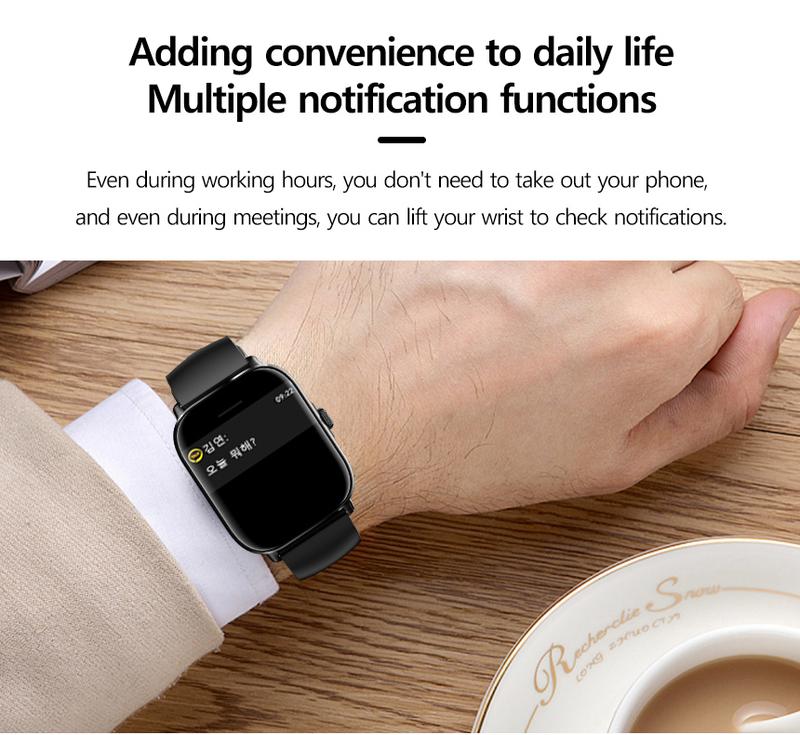  Wapik X3 smartwatch with high-definition calling function and large high-definition screen for daily health management heart rate and temperature change detection call notification exercise mode sleep detection SMS notification IP68 waterproofing