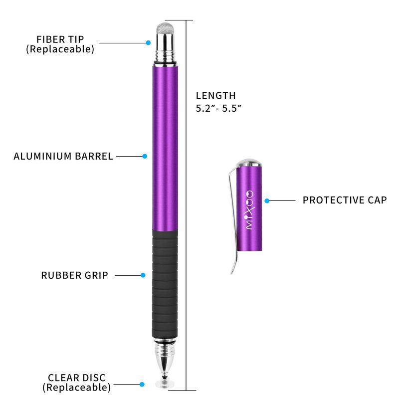 Stylus Pens for Touch Screens - Disc & Fiber Tip 2 in 1 High Sensitivity Universal Stylus for iPad, iPhone, Tablets and Other Capacitive Touch Screens