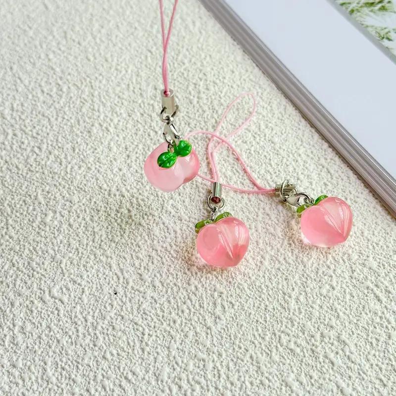 Cute Peach Mobile Phone Hanging Chain, Creative Mobile Phone Wrist Strap, Portable Cellphone Rope, Phone Accessories For Decoration