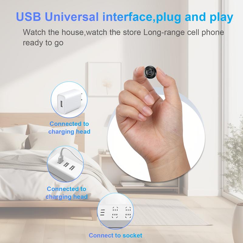 720P HD Mini Invisible Camera, with Real-Time Video WiFi Transmission, Self-Adhesive Installation, Non-Waterproof, USB Charging, Compatible with 2.4 3G 4G 5G Network, Portable Nanny Camera, Suitable for Home Safety, pet Monitoring, Remote Access through