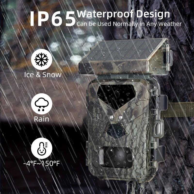 Trail Camera With Solar Panel, 24MP 1080P Hunting Camera 0.45s With 32G Memory Card&Card -Reader-Solar Infrared Night Vision Camera - IP 65Waterproof And Dustproof, ABS Material, Wall &Tree-mountedd, Ideal For Hunting And Fishing, Wildlife