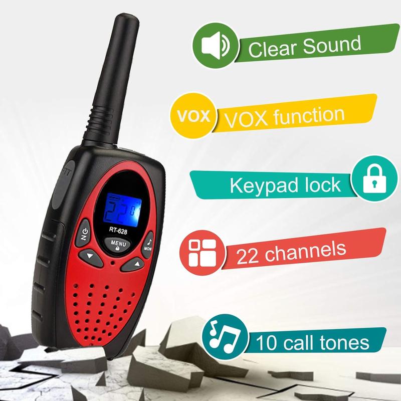 RT628 Walkie Talkies for Kids,Toys Gifts for 3-14 Years Old Boys Girls,Long Range 2 Way Radio 22CH VOX,Birthday Gift,Family Walkie Talkie for Camping Hiking Indoor Outdoor