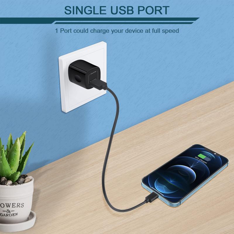 [5Pack 1Port] USB AC Charger Adapter, Wall Plug Fast Charging Outlet Power Box Cube for iPhone 15 14 13 12 11 Pro Max Mini SE XR, iPad, Samsung S22 S21 S20 S10 S9 Android Phones Multiple Brick Block charger Protection Mobile Devices Smartphone Cellphone