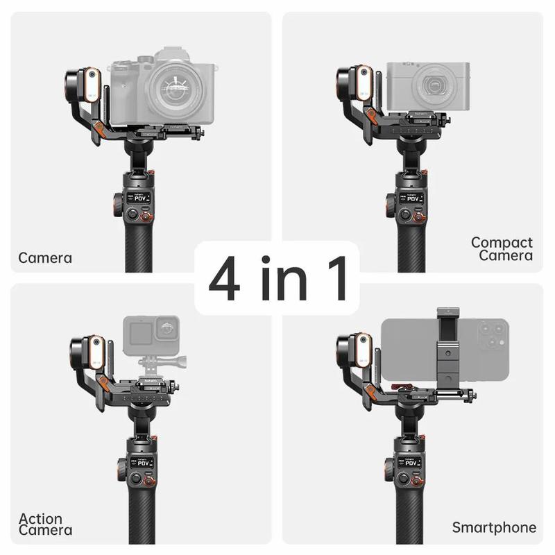 Hohem iSteady MT2 Kit Gimbal Stabilizer for Camera, 3-Axis Gimbal for Mirrorless Pocket Camera Action Camera Smartphone, AI Tracker w Fill Light, Camera Stabilizer for DSLR Camera Canon Nikon Sony