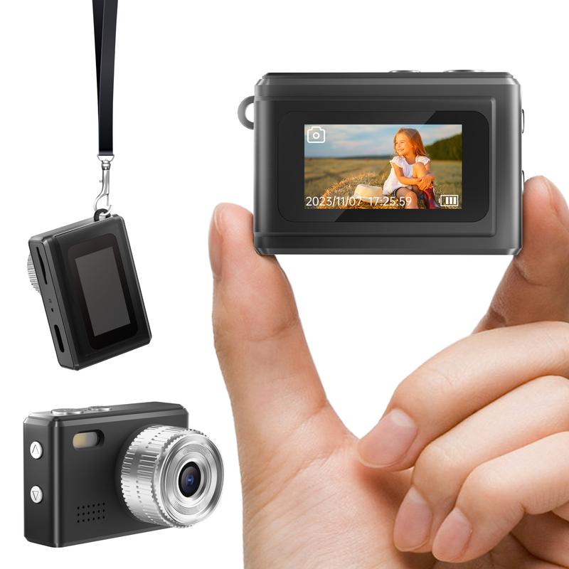 1080P Retro Small Digital Camera Video Recorder with LED Flash, Portable Travel Thumb Camera for Vlog Life Recording