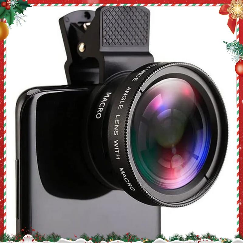 2 IN 1 Lens Universal Clip 37mm Mobile Phone Lens Professional 0.45X 49uv Super Wide-Angle + Macro HD Lens For iPhone Android