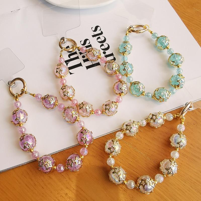 Star & Beads Design Phone Chain, Cute Phone Lanyard, Fashionable Phone Strap for Women & Girls, Mobile Phone Decoration Accessories