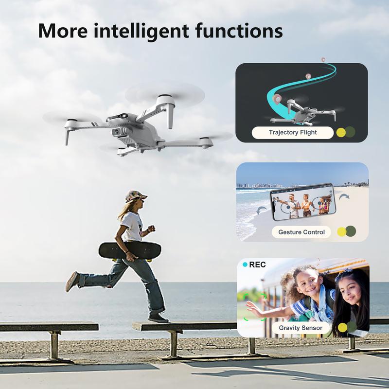 F10-1080p WiFi FPV drone with 1080p HD camera, headless mode 3D flips, RC quadcopter for beginners silver white Button Christmas