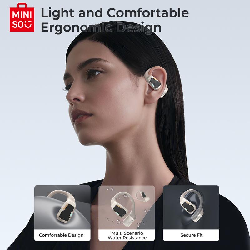 MINISO AI Translation Earbuds M98 Camouflage OWS Wireless Earbuds Open-Ear True Bluetooth 5.4 Earphones, 35Hours Play time, Touchscreen Headphones Immersive Premium Sound Long Distance Connection Headset,Light-Weight Headphones Built-in Mics