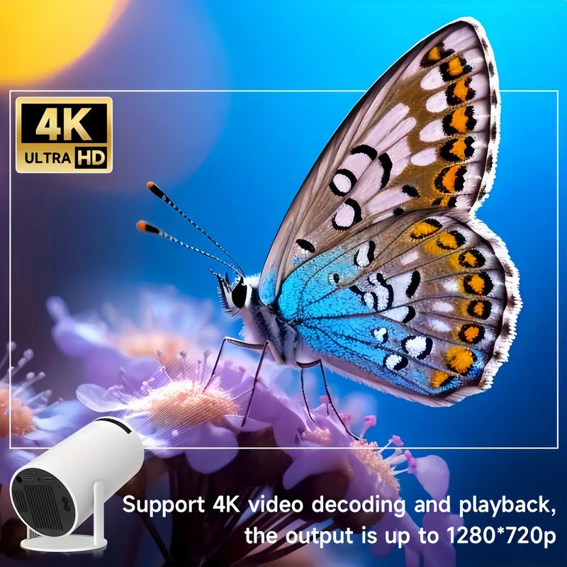 HY300 PRO Projector Portability,4K 1080P HD WiFi6 Bluetooth Protable Projector with Android TV 11.0, 180 Degree Flip,Video Projector Home & Outdoor Use Christmas and New Year Gifts