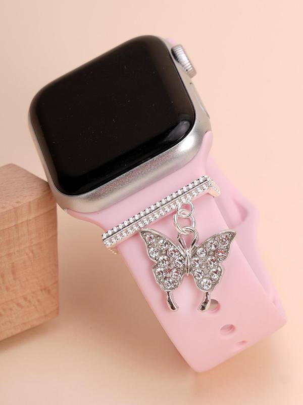 Butterfly Design Watch Band Charm, Rhinestone Decor Watch Band Ornament, Watch Strap Accessory for Apple Watch, Galaxy Watch, Huawei Watch