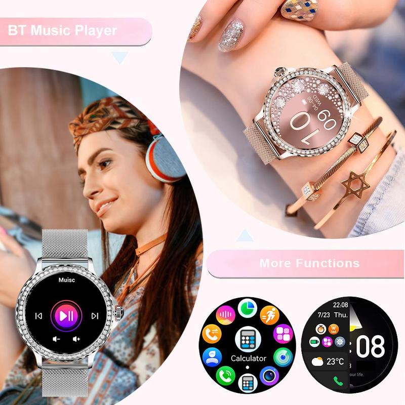 1.3 Inch Smart Watch with 1 Replaceable Silicone Watch Band, Multifunction Digital Wristwatch with Bluetooth-compatible Calling, Waterproof Sports Fitness Watch for Women