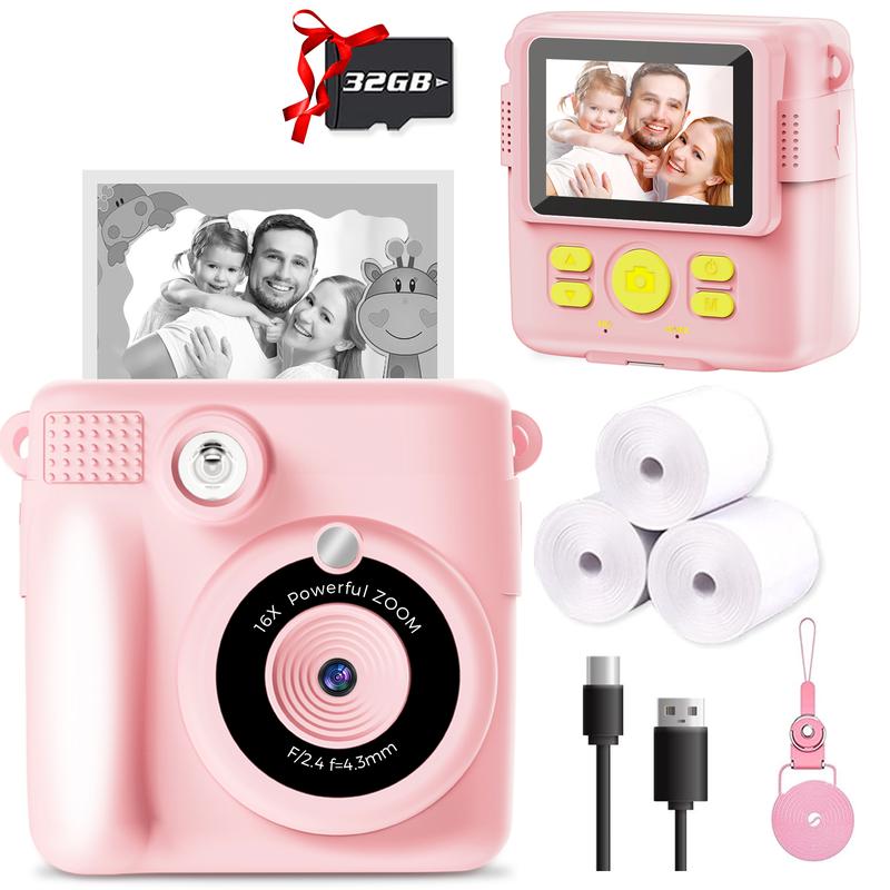 Kids Camera Instant Print with HD Video,Children Digital Camera Toys Gift for Girls Boys 3-12 Age, Portable Christmas Birthday Gifts, Toddler Toys