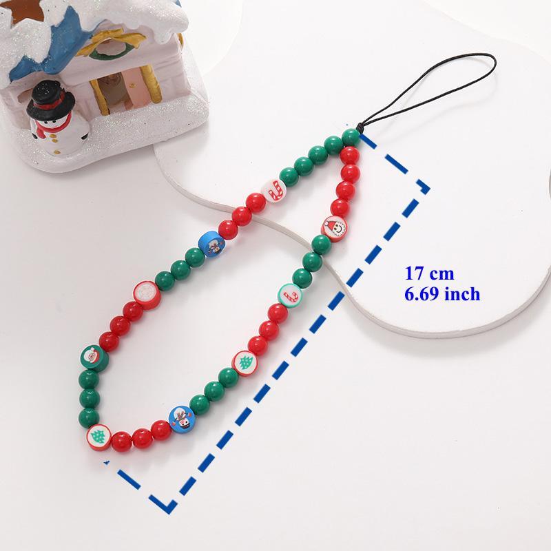 Christmas Beaded Phone Chain, Cute Beaded Phone Lanyard, Creative Phone Strap for Women & Girls, Fashion Phone Accessories for Daily Use