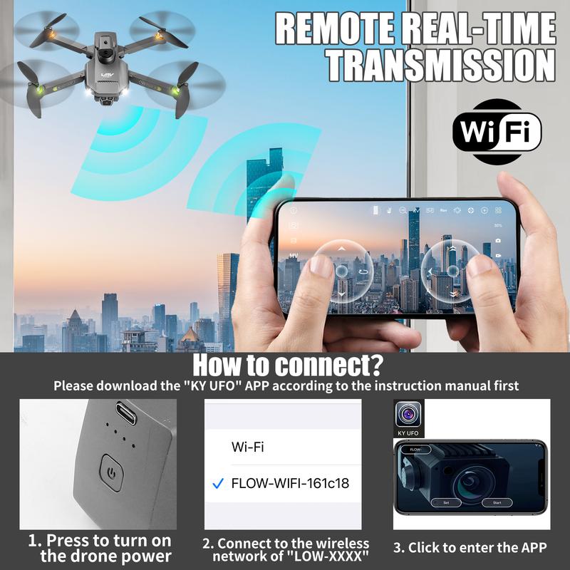 Drones with 4k camera for Adults Kids RC Quadcopter 5GHz WiFi Transmission  90° Electric Adjustable Lens 50x Zoom