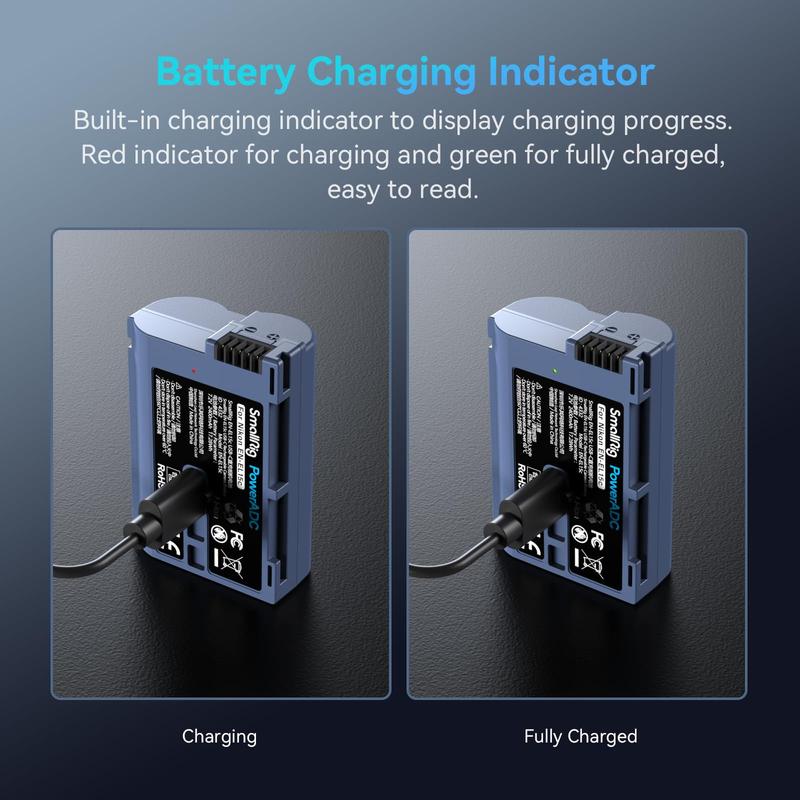 SMALLRIG EN-EL15C 2400mAh Camera Battery for Nikon Zf   Z8   Z7   Z6, USB-C Fast Charging Rechargeable Camera Battery for Z7 II, Z6 II, Z5, D850, D810, D810A, D780, D750, D610, D500, D7500-4332