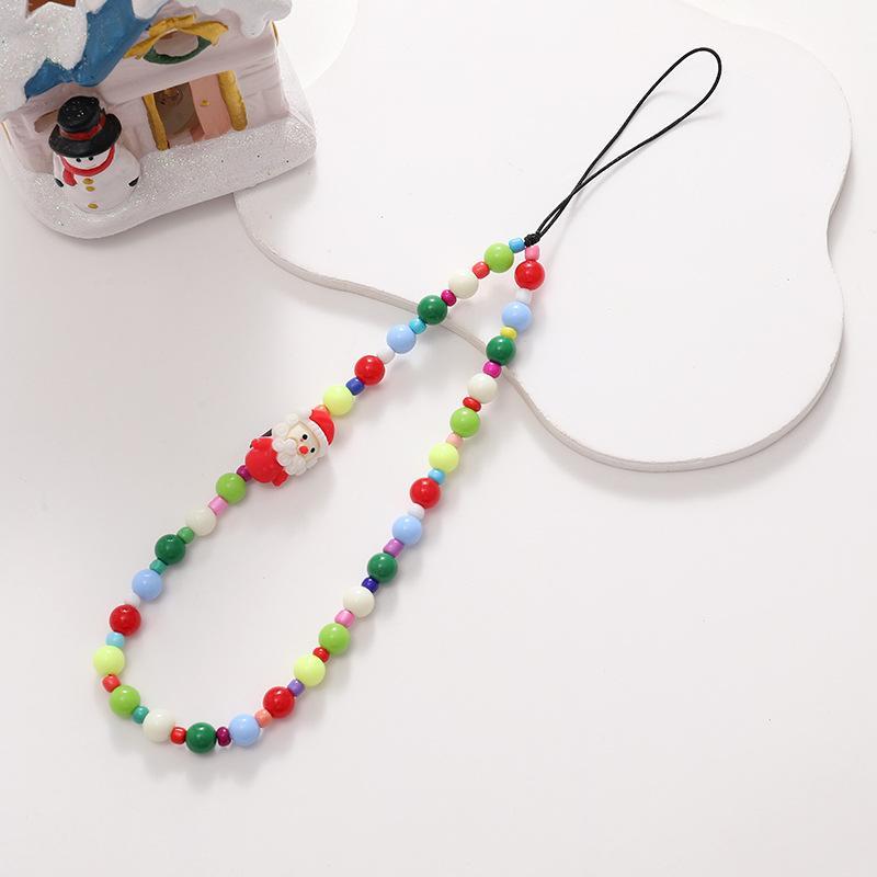 Christmas Beaded Phone Chain, Cute Beaded Phone Lanyard, Creative Phone Strap for Women & Girls, Fashion Phone Accessories for Daily Use