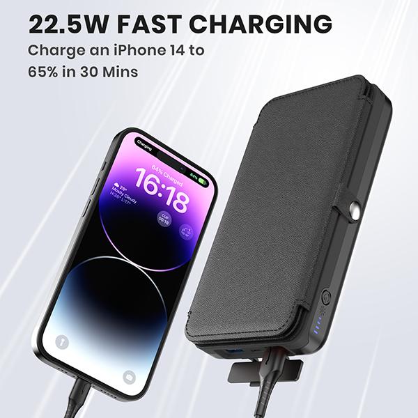 Hiluckey Solar Charger 27000mAh Power Bank 22.5W Fast Charging Portable Phone Charger with 4 Solar Panels USB C PD External Battery Pack with 3 USB Outputs for Cellphone Tablet