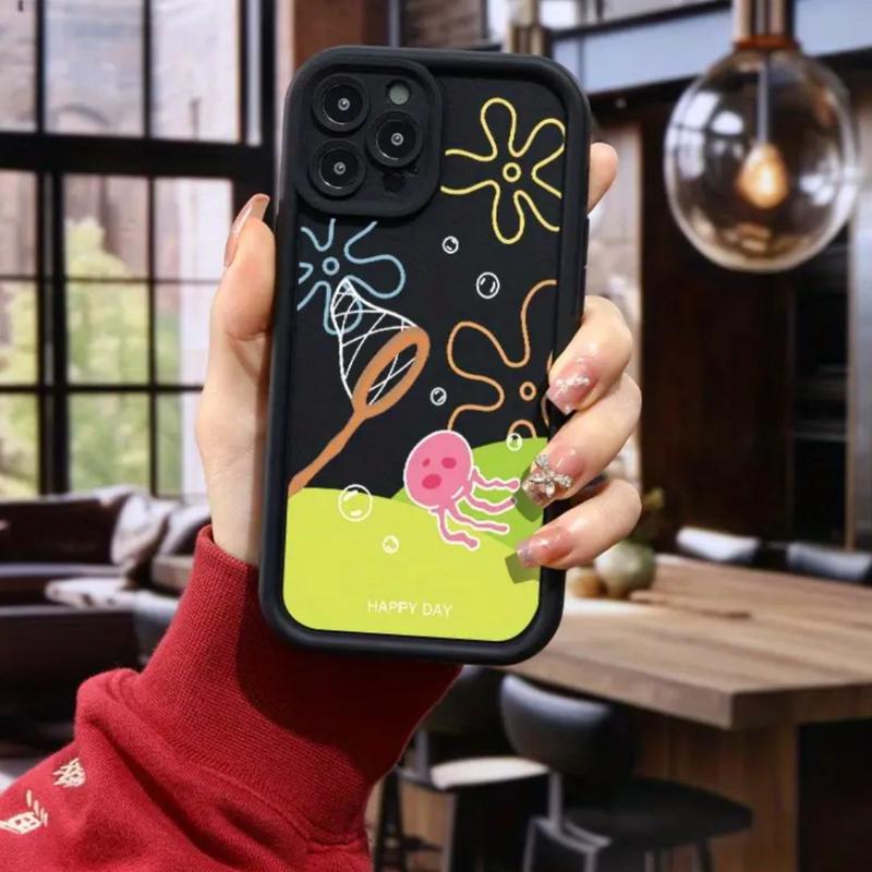 Cartoon Jellyfish Pattern Phone Case, Full Body Shockproof Phone Protective Cover, Fashion Phone Accessories for iPhone 15 14 13 12 11 Pro Max Plus