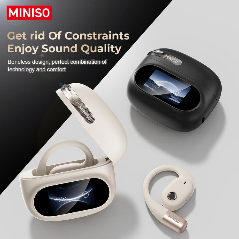 MINISO MS150 True Wireless Hanging Ear Bluetooth 5.4 headphone| HiFi Sound, Waterproof, Full Color Touch Screen, Noise Reduction, audio