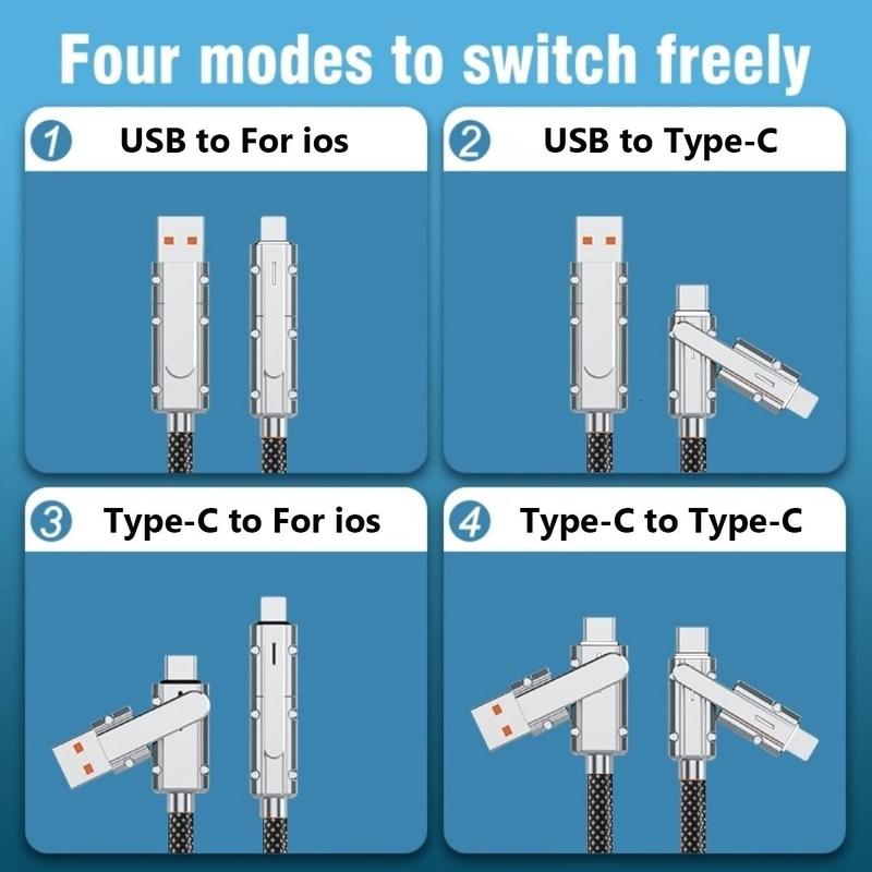 4 in 1 USB C to USB C Fast Charging Cable, 66W Fast Charging Data Transfer Cable, Phone Accessories Compatible with iOS Android Pad MAC