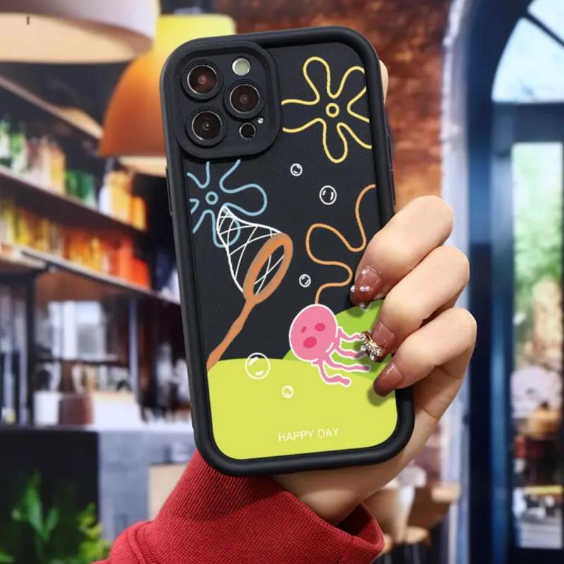 Cartoon Jellyfish Pattern Phone Case, Full Body Shockproof Phone Protective Cover, Fashion Phone Accessories for iPhone 15 14 13 12 11 Pro Max Plus