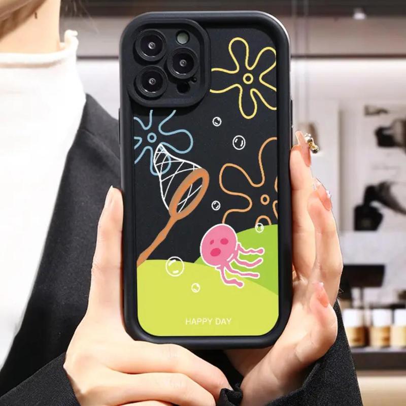 Cartoon Jellyfish Pattern Phone Case, Full Body Shockproof Phone Protective Cover, Fashion Phone Accessories for iPhone 15 14 13 12 11 Pro Max Plus