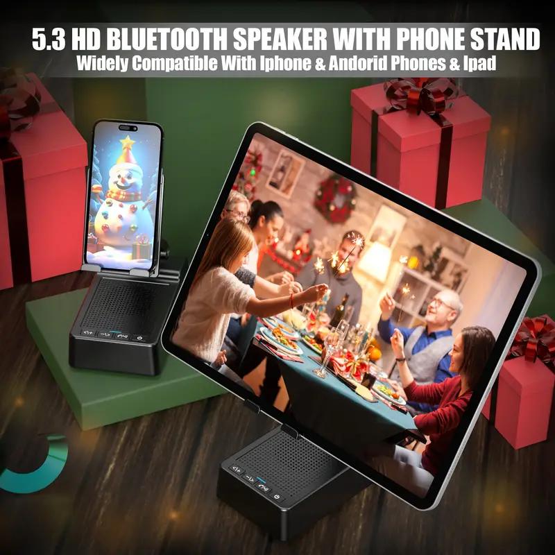 Gifts for Men Women, Phone Stand with Bluetooth Speaker, HD Surround Sound Speaker, Compatible with All iPhone Android Phones iPad Kindle, Cool Gadget Gift for Men Women Dad Mom Christmas Birthday