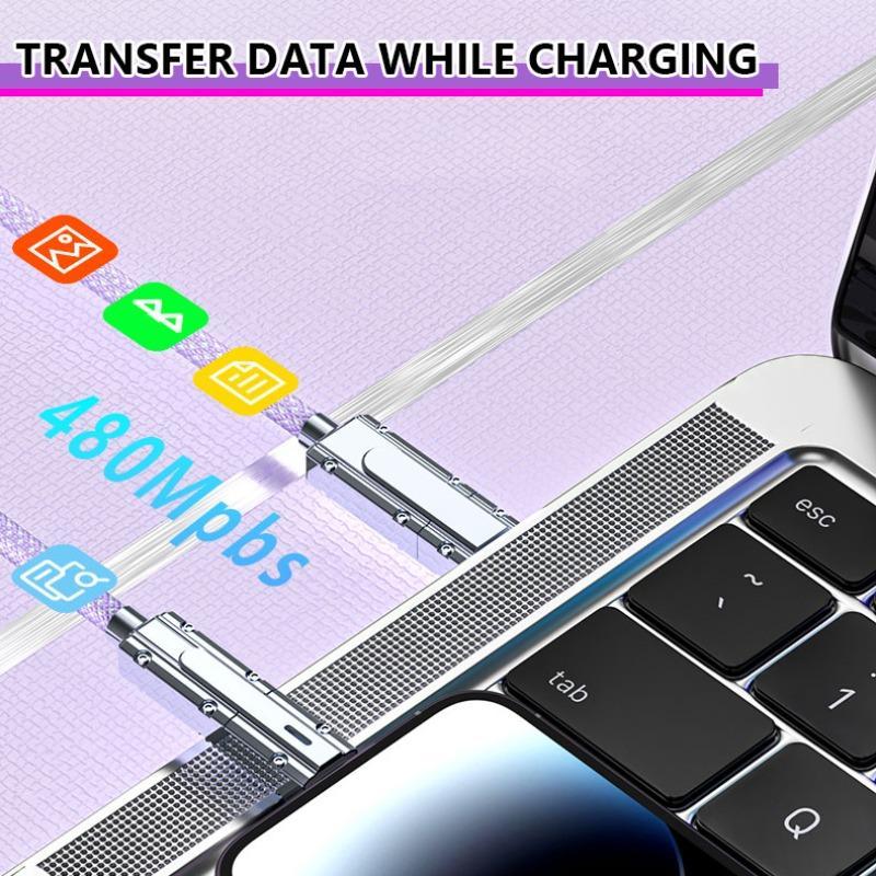 4 in 1 USB C to USB C Fast Charging Cable, 66W Fast Charging Data Transfer Cable, Phone Accessories Compatible with iOS Android Pad MAC