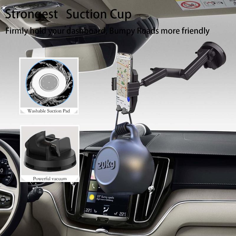 Truck Phone Holder Mount,Car Phone Holder,Dashboard Windshield Phone Holder 16.9 inch Long Arm,Super Suction Cup Compatible with Pickup Truck,Commercial Truck and All Phone