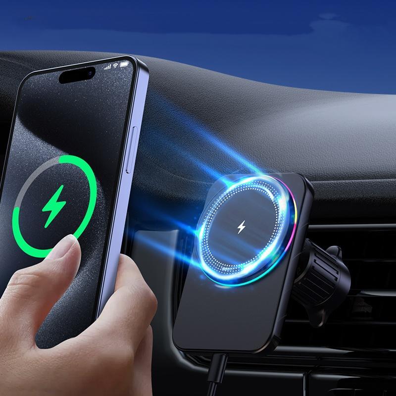 15W Car Air Outlet Magnetic Wireless Charger, Multipurpose Car Navigation Bracket Charger, Universal Car Charger for iPhone 16 15 14 13 12 Series