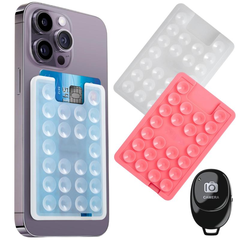 Durable Phone Holder & Remote Control, Silicone Suction Cup Phone Stand with Card Slot, Cellphone Mount Stand, Kitchen Gadgets, Phone Accessories for iPhone & Android Smartphone Devices