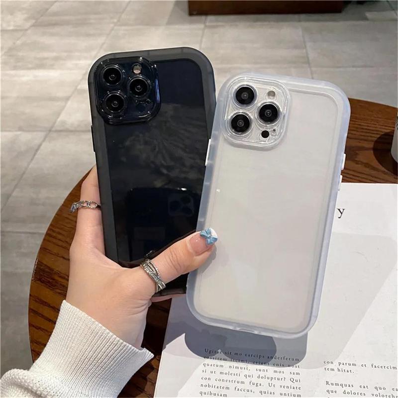 Clear Wave Design Phone Case with Lens Protector, Silicone Phone Protective Cases For iPhone Series, Shockproof Smartphone Accessories, Phone Cases Fun Summer Gift, Phone Cases