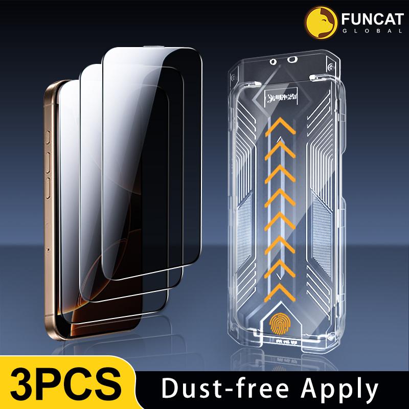 [3PCS] FUNCAT GLOBAL Screen Protector-Dust-free Applicator FOR iPhone 16 15 14 13 12 