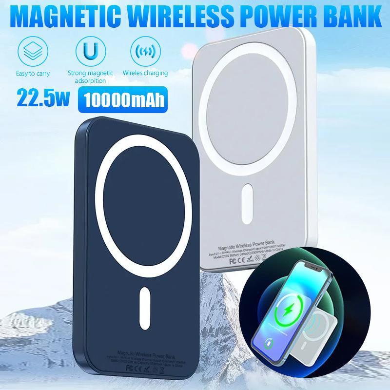 Wireless Portable Charger, 10000mAh Magnetic Power Bank with Type-C Cable LED Display 22.5W PD Fast Charging Lighting Mag-Safe Battery Pack for iPhone 15 14 13 12 Mini Pro Pro Max-Grey