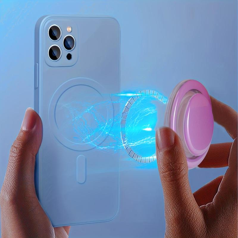 Random Color Macaron Cell Phone Grip with Magnet, 1 Count Sweet Pull Up PuPuPhone Socket Holder Stand with Magnet, Phone Accessories for iPhone