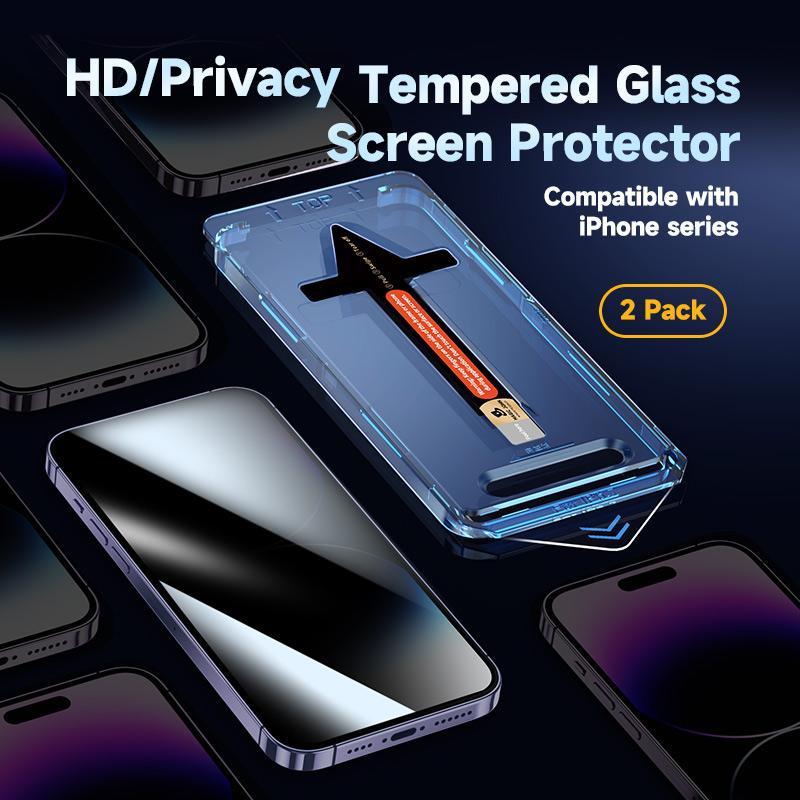 Magicjohn Privacy Screen Protector for iPhone 16 Series Samsung Google, Tempered Glass Shockproof Phone Protective Film, Fingerprint Proof Phone Screen Protector, rotective Phone Accessories, Back to School Gifts, Fall Phone Accessories, Stocking Fillers