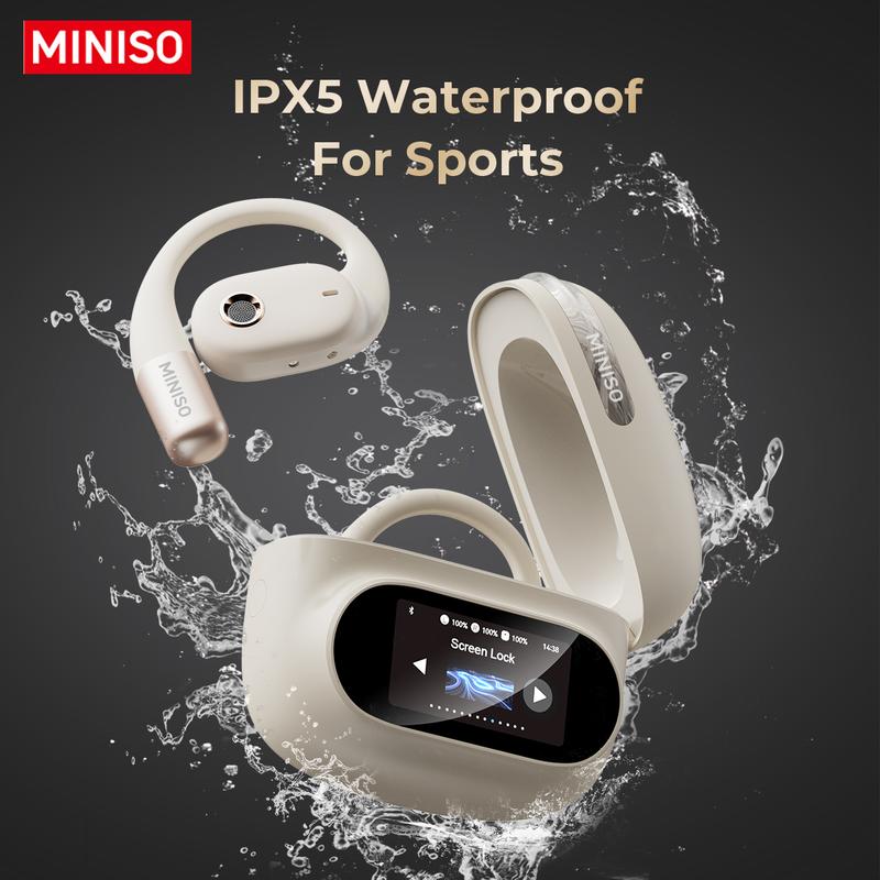 MINISO MS150 True Wireless Hanging Ear Bluetooth 5.4 headphone| HiFi Sound, Waterproof, Full Color Touch Screen, Noise Reduction, audio