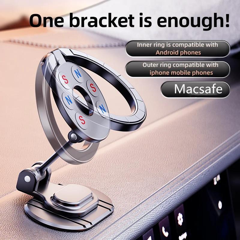 Magnetic Car Phone Holder Stand, Magnet Car Phone Mount, Car GPS Mobile Support Bracket, Universal Car Phone Mount Compatible with Macsafe iPhone Samsung Xiaomi