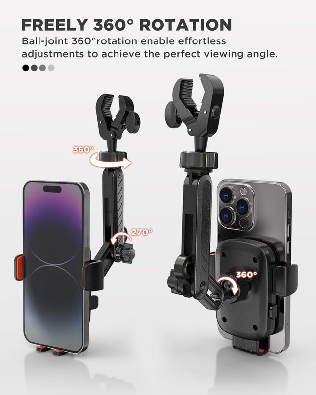 IPOW Rearview Mirror Phone Holder for Car 360°Rotatable and Retractable, Auto Clamp Car Phone Mount with Multi-Angle Adjustment Compatible with All 4-7 Inch Phones