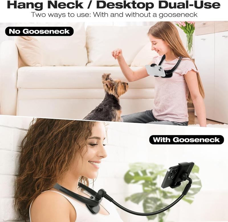 Wintory Neck Phone Holder Stand for Bed - Flexible Gooseneck Neckband for 4-7inch Smartphones, iPhone, Samsung - Hands-Free Experience Cellphone Mount