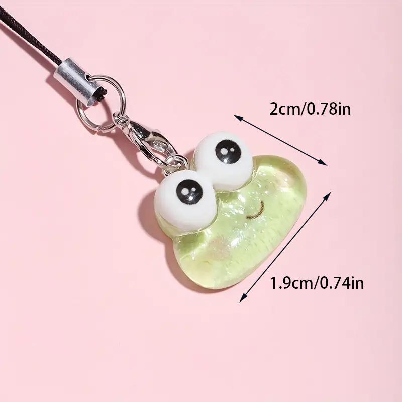 Cute Resin Frog Design Phone Case Pendant, Frog Cellphone Lanyard Charm, Short Keychain Accessories for Phone Decoration