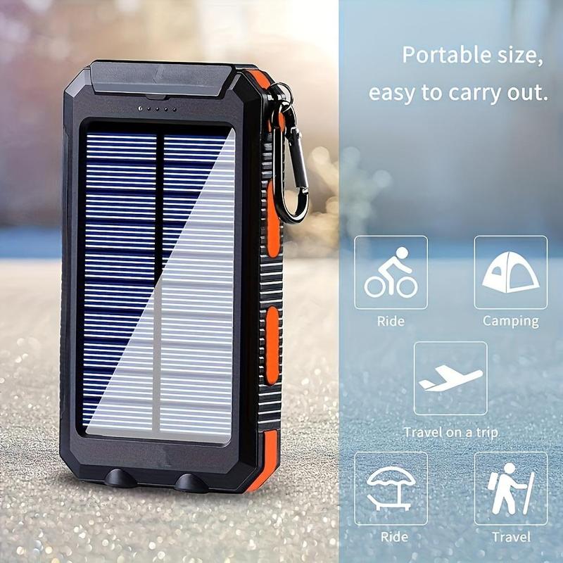 Portable Solar Power Bank, 1 Count 8000mAh Solar Charger with Double Bright LED Flashlight, Multifunction Power Banks for Outdoor Camping