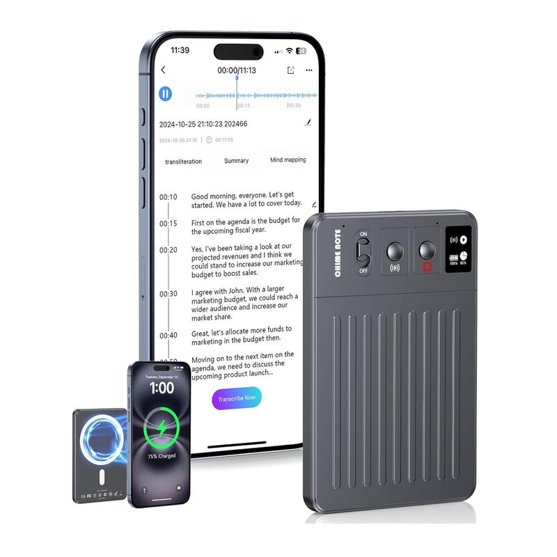 CHIME NOTE AI Voice Recorder Empowered by ChatGPT,Ai Recording Device. Free Audio Transcription&MagSafe Wireless Charging&Real-time Translation