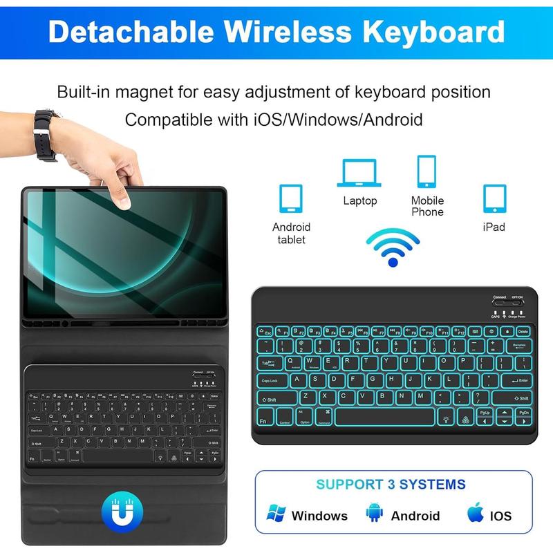 Keyboard Case with Mouse for Samsung Galaxy Tab S10+ Plus S9+ Plus S9 FE+  S8+  S7+  S7 FE 12.4