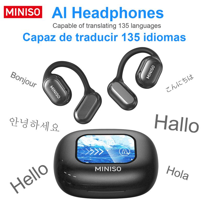 MINISO X30 AI  Headphones Open Free Wireless Translation Bluetooth Earbuds For Listening To Music & Calling, Support 135 Languages Bluetooth Translation & Meeting Summary Wireless Headphones